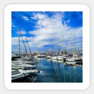 Sailing boats at a Greek Port Sticker